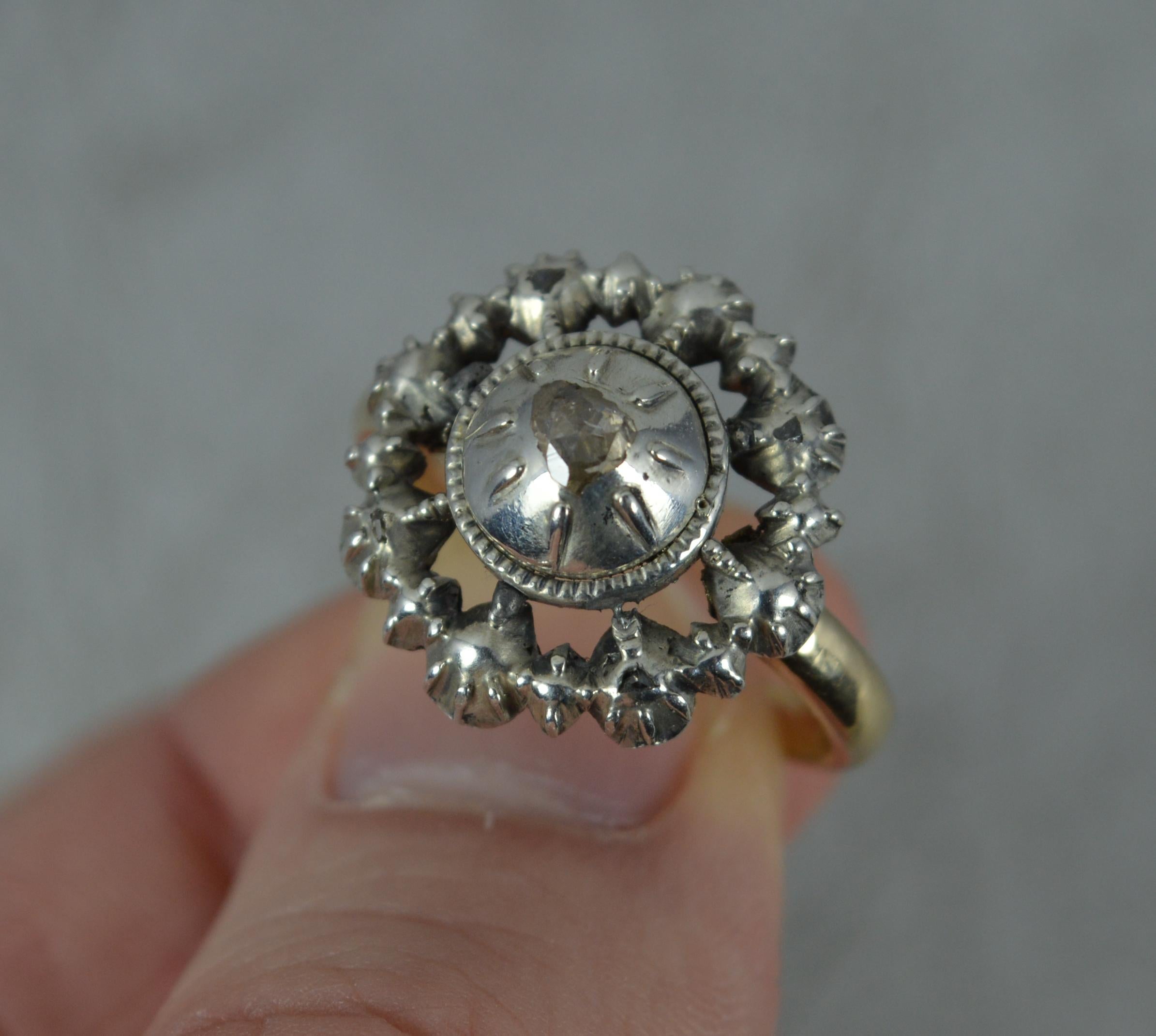 Women's Georgian 9ct Gold and Rose Cut Diamond Cluster Panel Ring, c1760