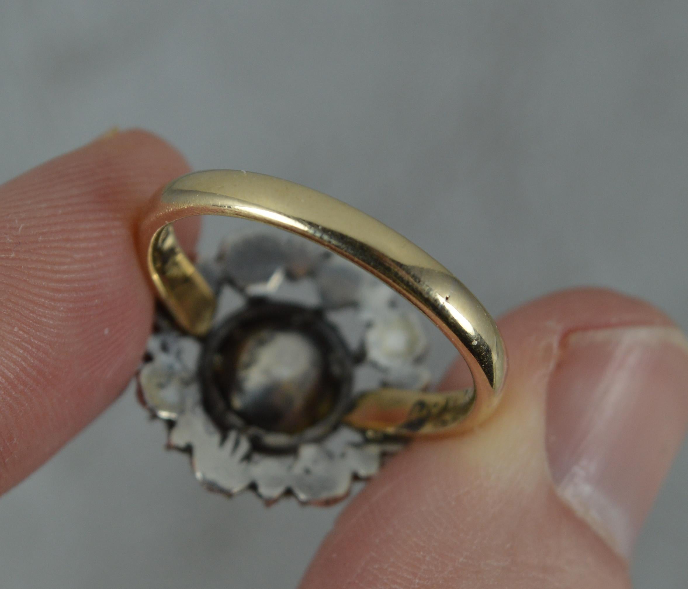 Georgian 9ct Gold and Rose Cut Diamond Cluster Panel Ring, c1760 4
