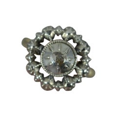 Georgian 9ct Gold and Rose Cut Diamond Cluster Panel Ring, c1760