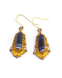 Georgian Agate and Gilt Drop Earrings