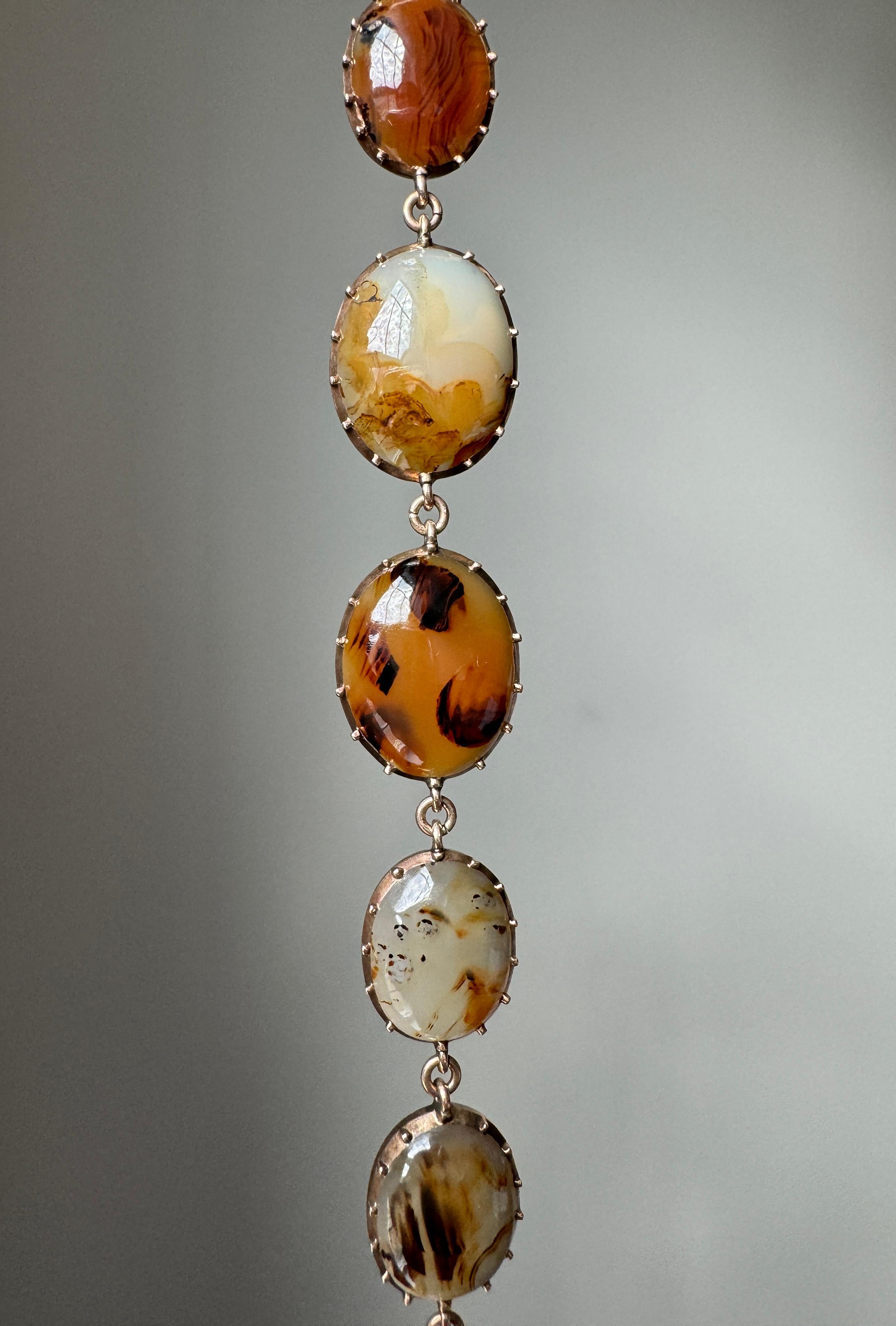 Cabochon Georgian Agate Riviere Necklace and Bracelet Demi-Parure For Sale