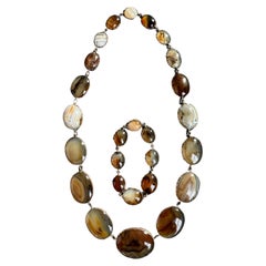 Used Georgian Agate Riviere Necklace and Bracelet Demi-Parure