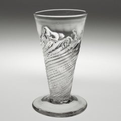Georgian Ale Glass with Flamiform Moulding c1720