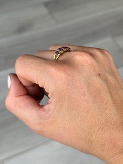 Georgian Amethyst and 18 Carat Gold Five Stone Ring