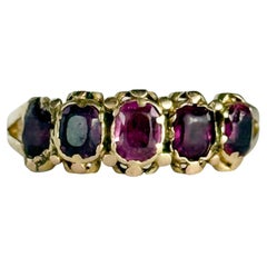 Georgian Amethyst and 18 Carat Gold Five Stone Ring