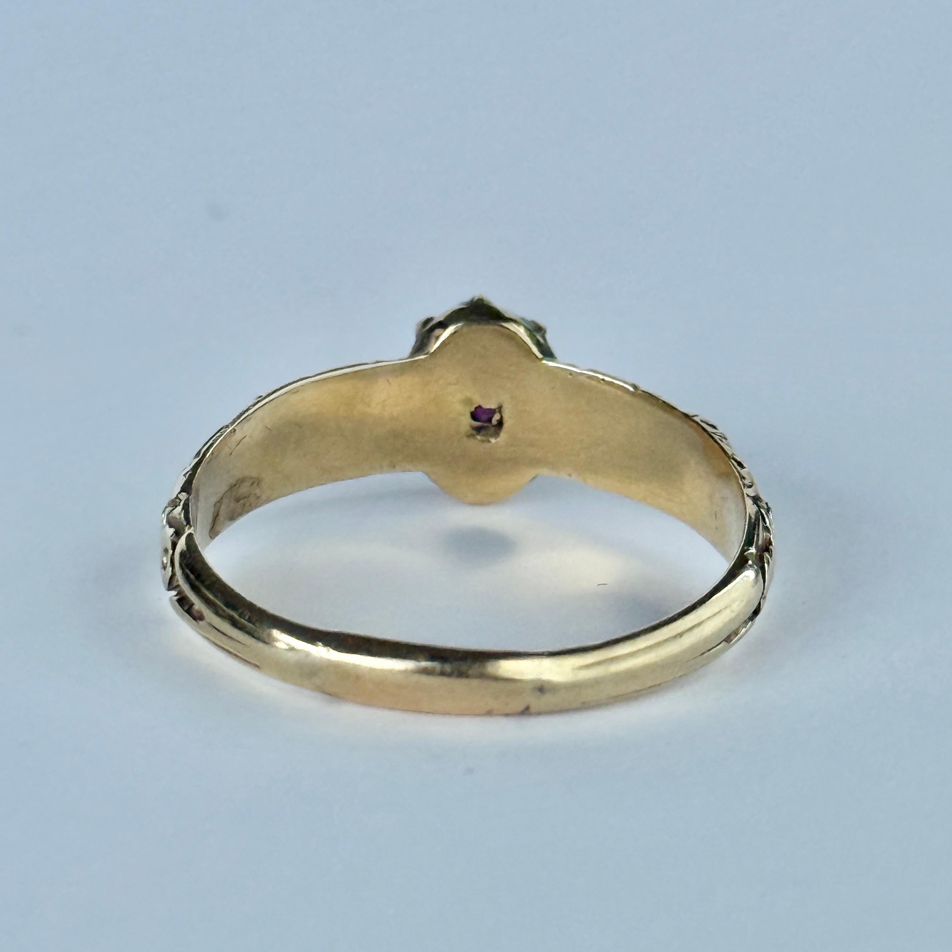 Bague solitaire en améthyste géorgienne et or 9 carats Pour femmes en vente