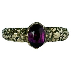 Bague solitaire en améthyste géorgienne et or 9 carats