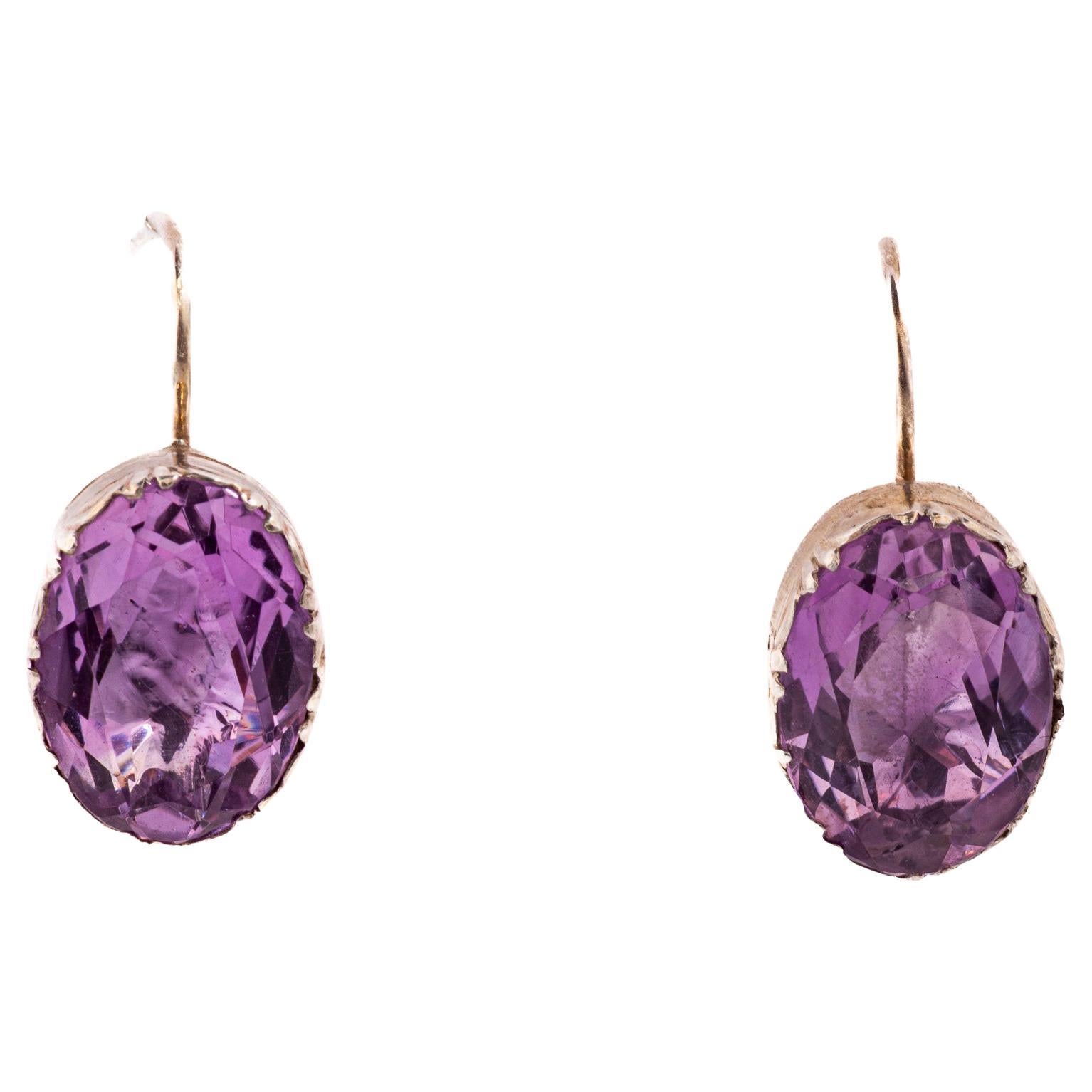 Georgian Amethyst Drop Earrings c.1820 For Sale at 1stDibs