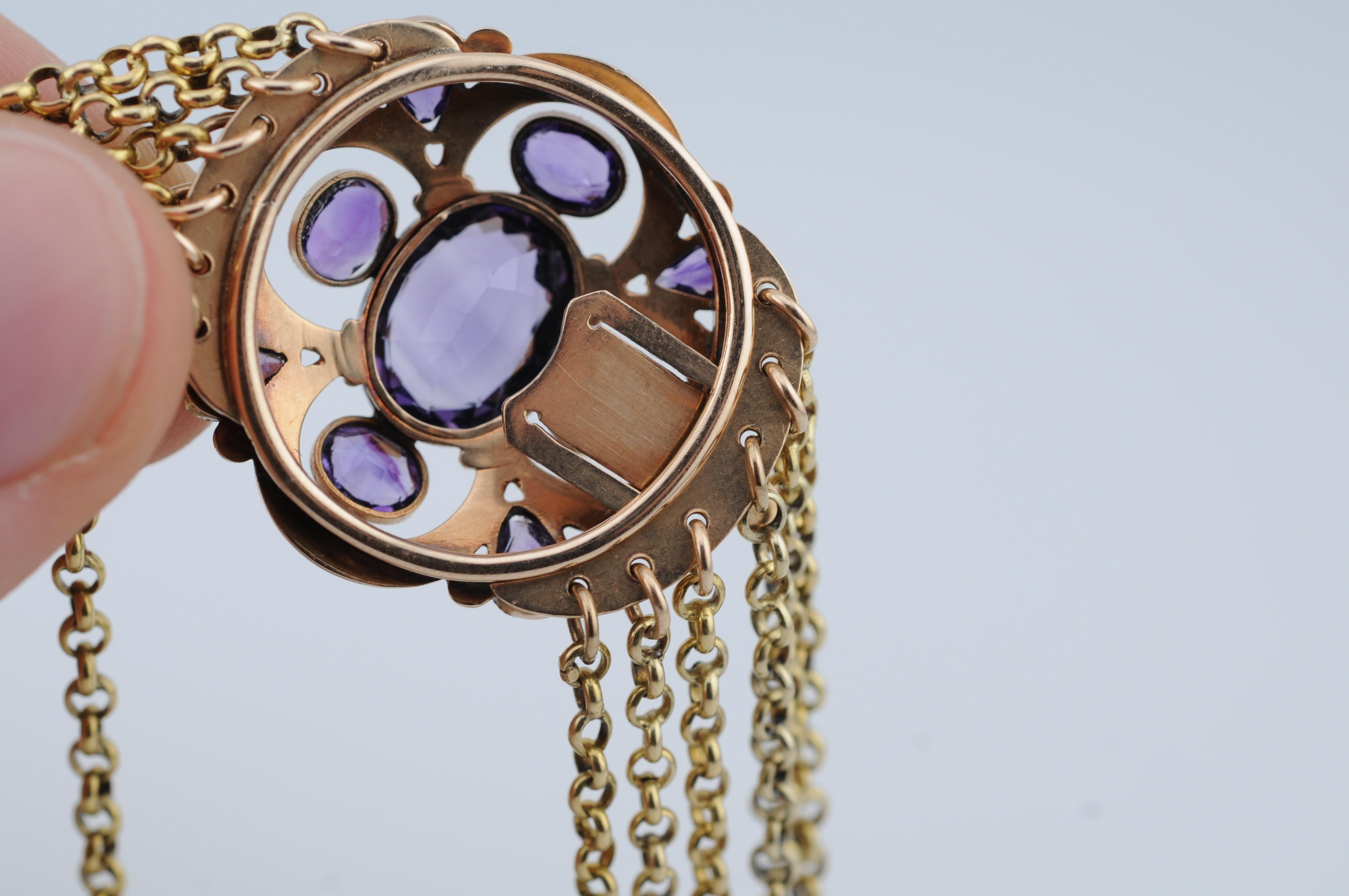 Collier géorgien en améthyste, or 14K en vente 4