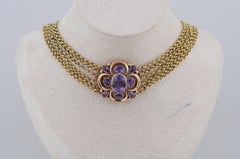 Georgian Amethyst necklace, 14K Gold