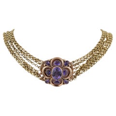 Collana georgiana con ametista, oro 14K