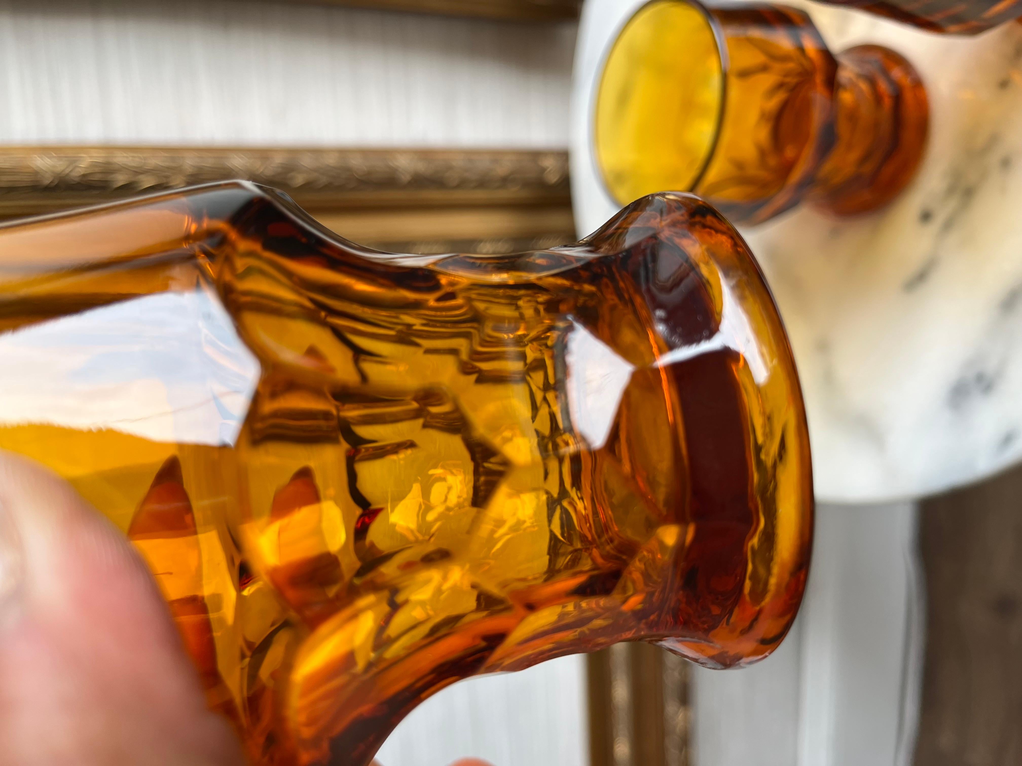 Georgian Anchor Hocking Viking Amber Tumblers Drinking Glasses - set of 4 2