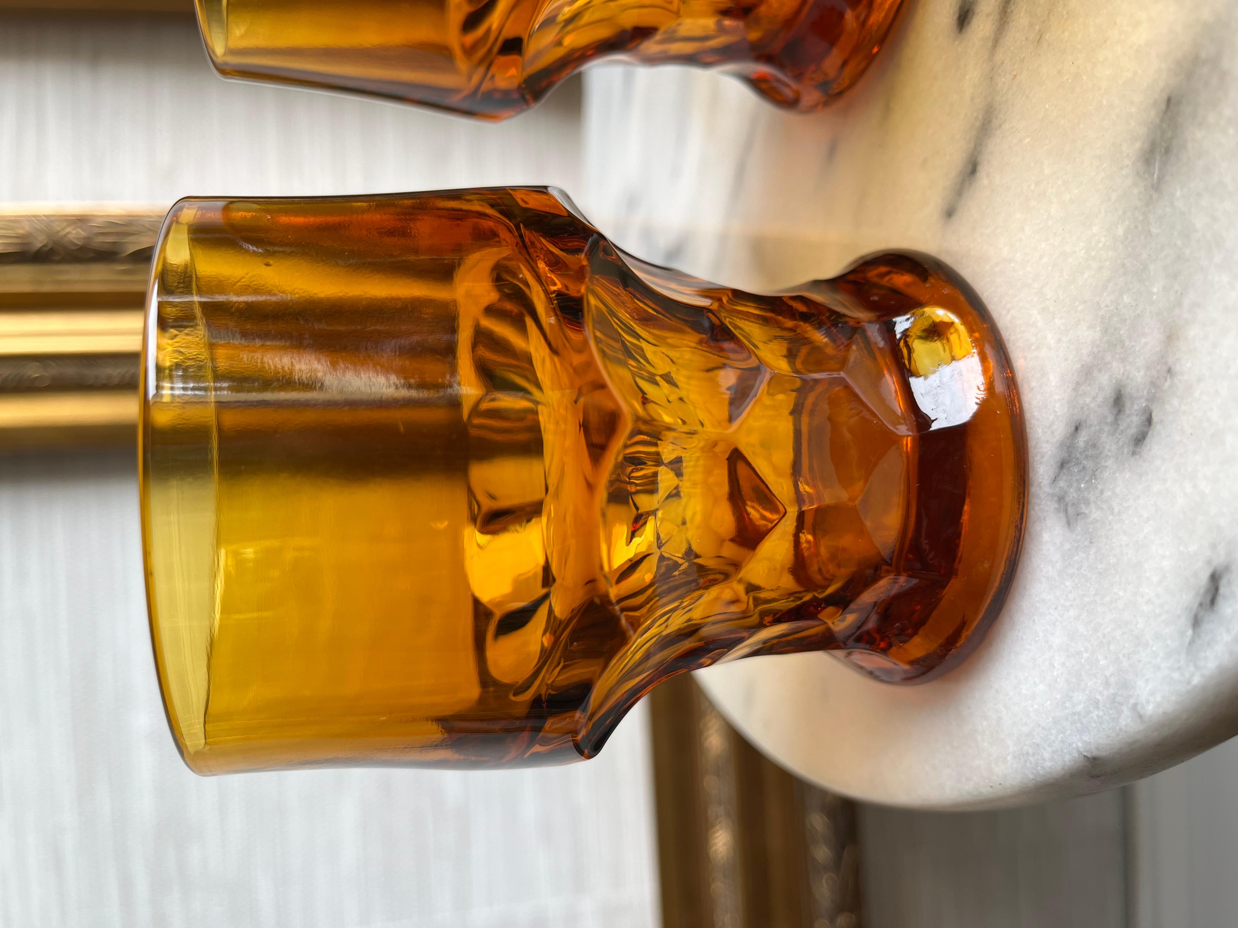 Georgian Anchor Hocking Viking Amber Tumblers Drinking Glasses - set of 4 3