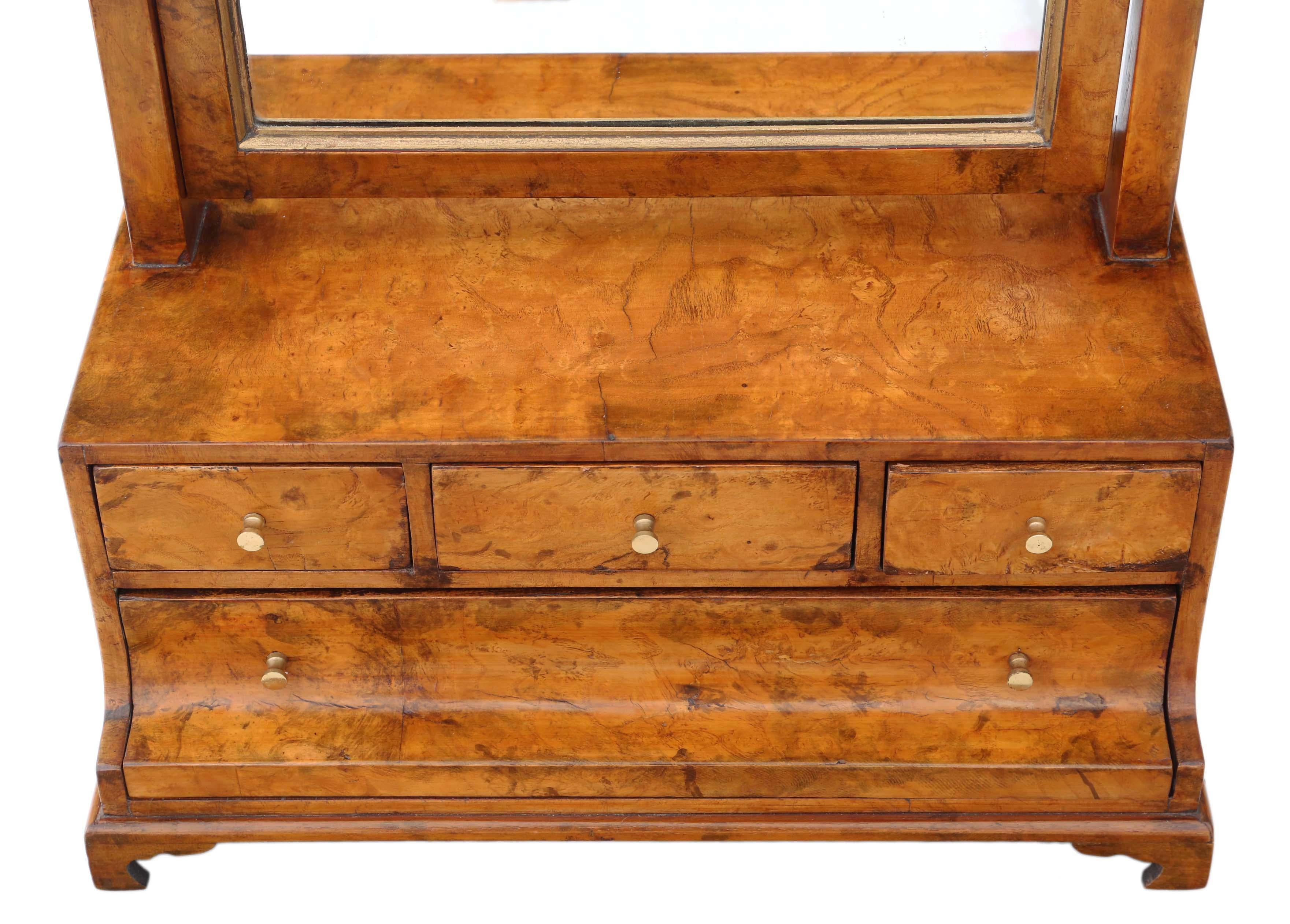 19th Century Georgian and later Burr Walnut Maple Swing Dressing Table Mirror For Sale
