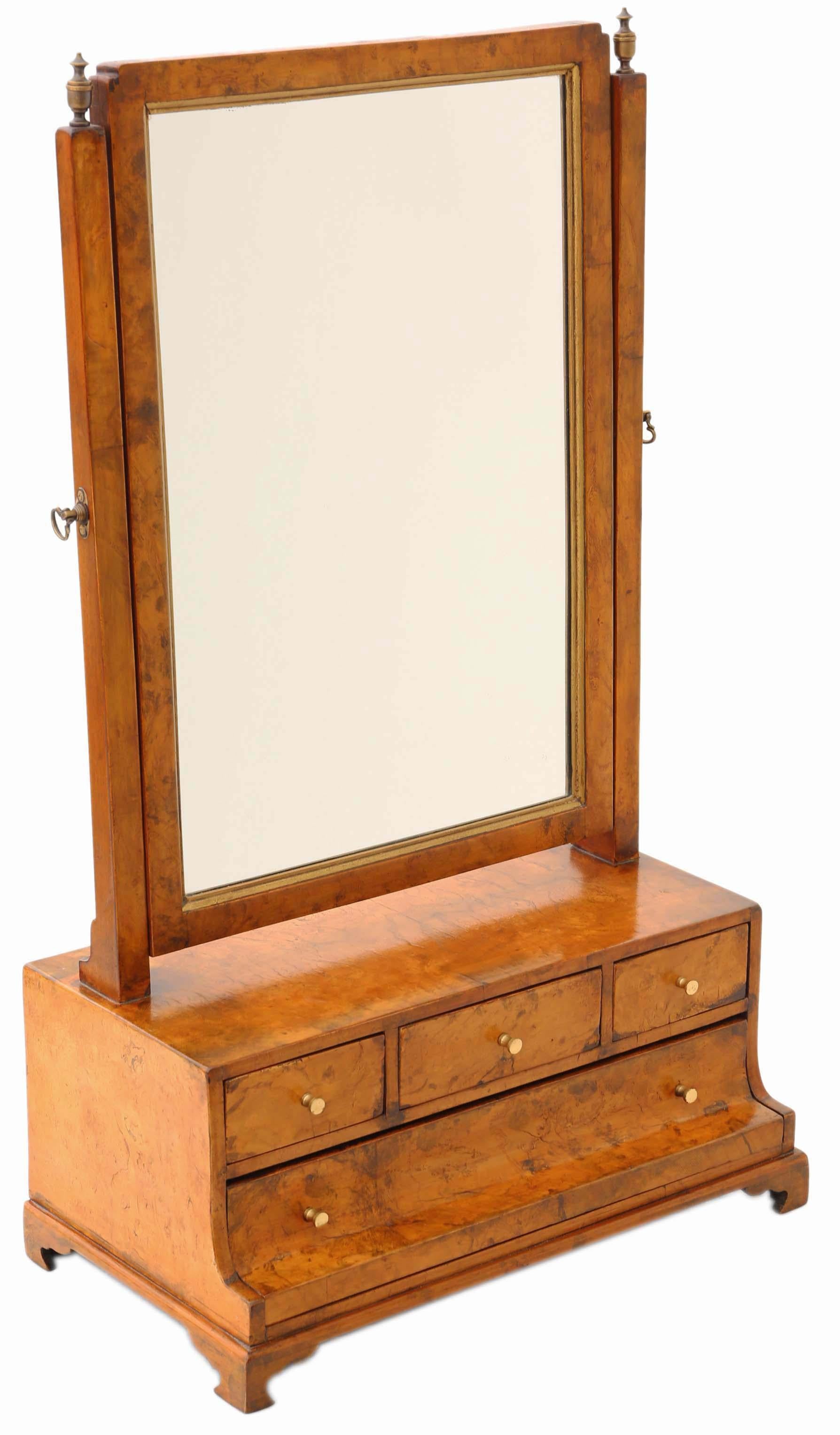 Georgian and later Burr Walnut Maple Swing Dressing Table Mirror For Sale 2