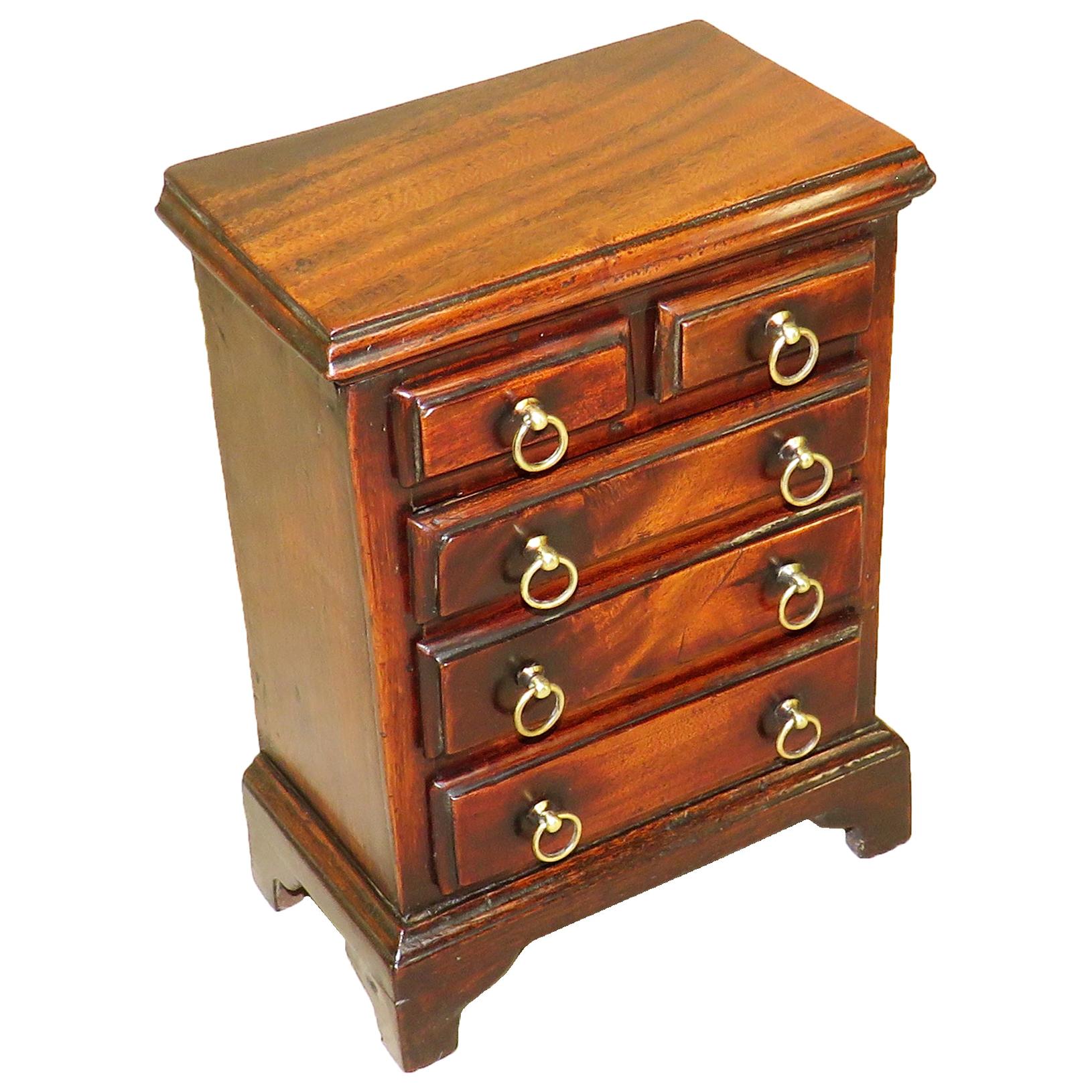 Georgian Antique 18th Century Mahogany Miniature Chest For Sale