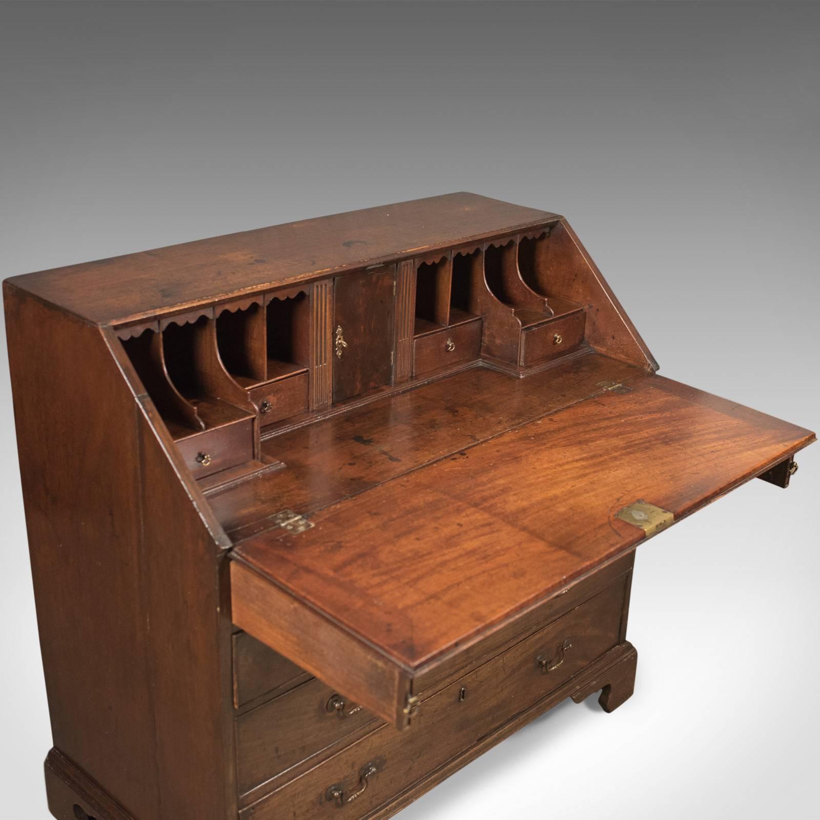 Georgian Antique Bureau, 18th Century Mahogany Desk, circa 1770 1