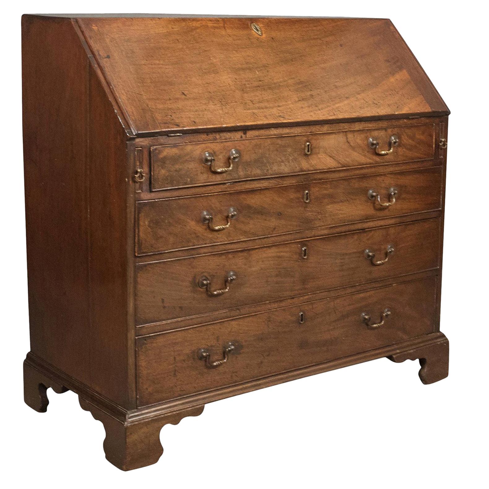 Georgian Antique Bureau, 18th Century Mahogany Desk, circa 1770