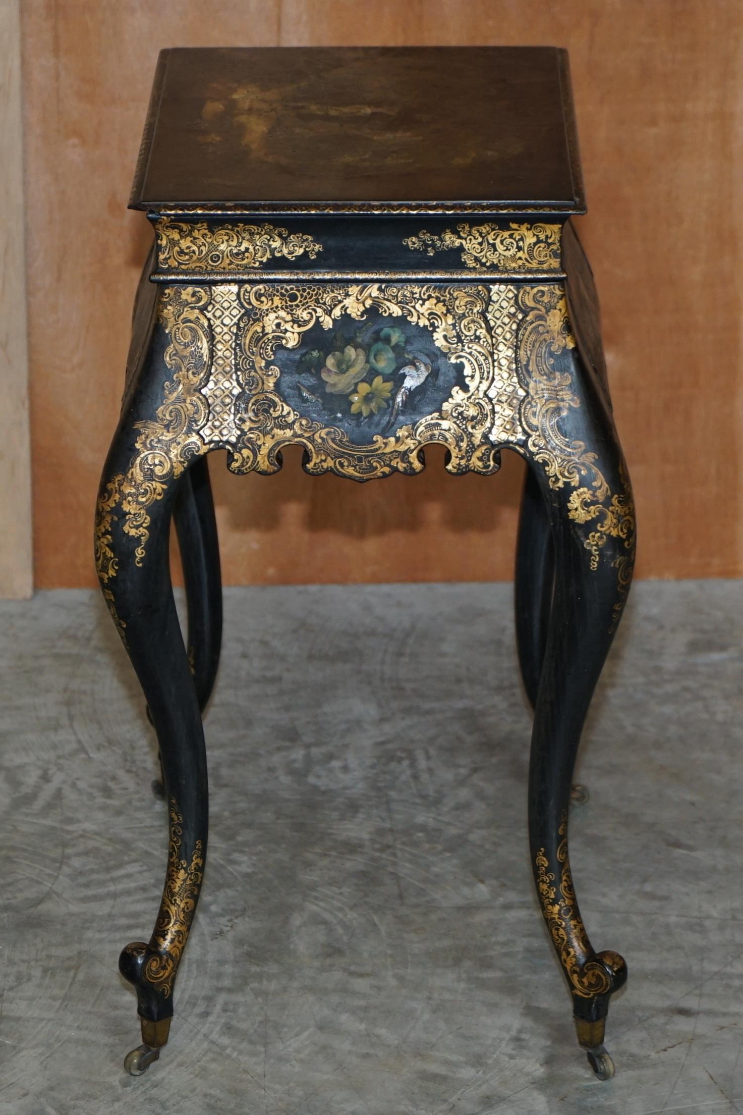 Georgian Antique circa 1800 George III Chinese Lacquer & Gold Gilt Work Table For Sale 9