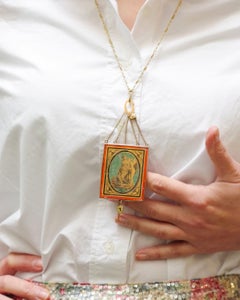 Georgian antique eglomise love pendant with Cupid, 18k gold