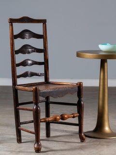 Georgian Antique English Oak Laddderback Chair, circa 1770