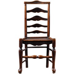 Georgian Antique English Oak Laddderback Chair, circa 1770