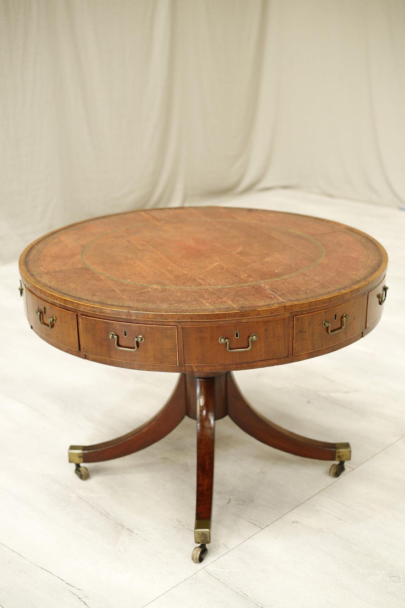 Georgian Antique Leather Topped Rent Table 5