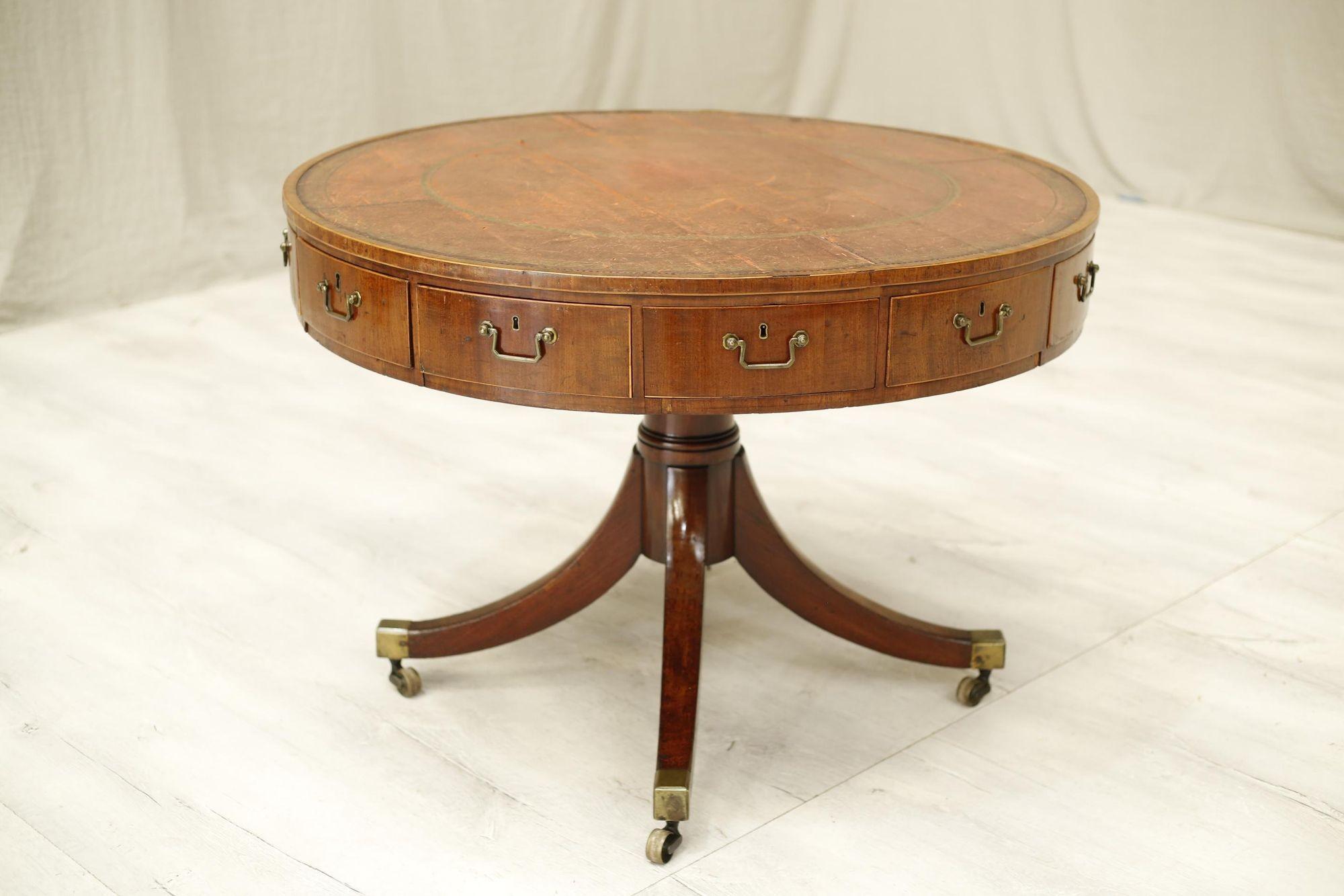 Georgian Antique Leather Topped Rent Table 6