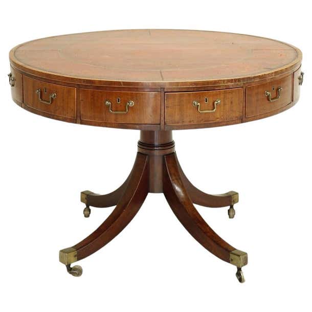 Georgian Antique Leather Topped Rent Table at 1stDibs