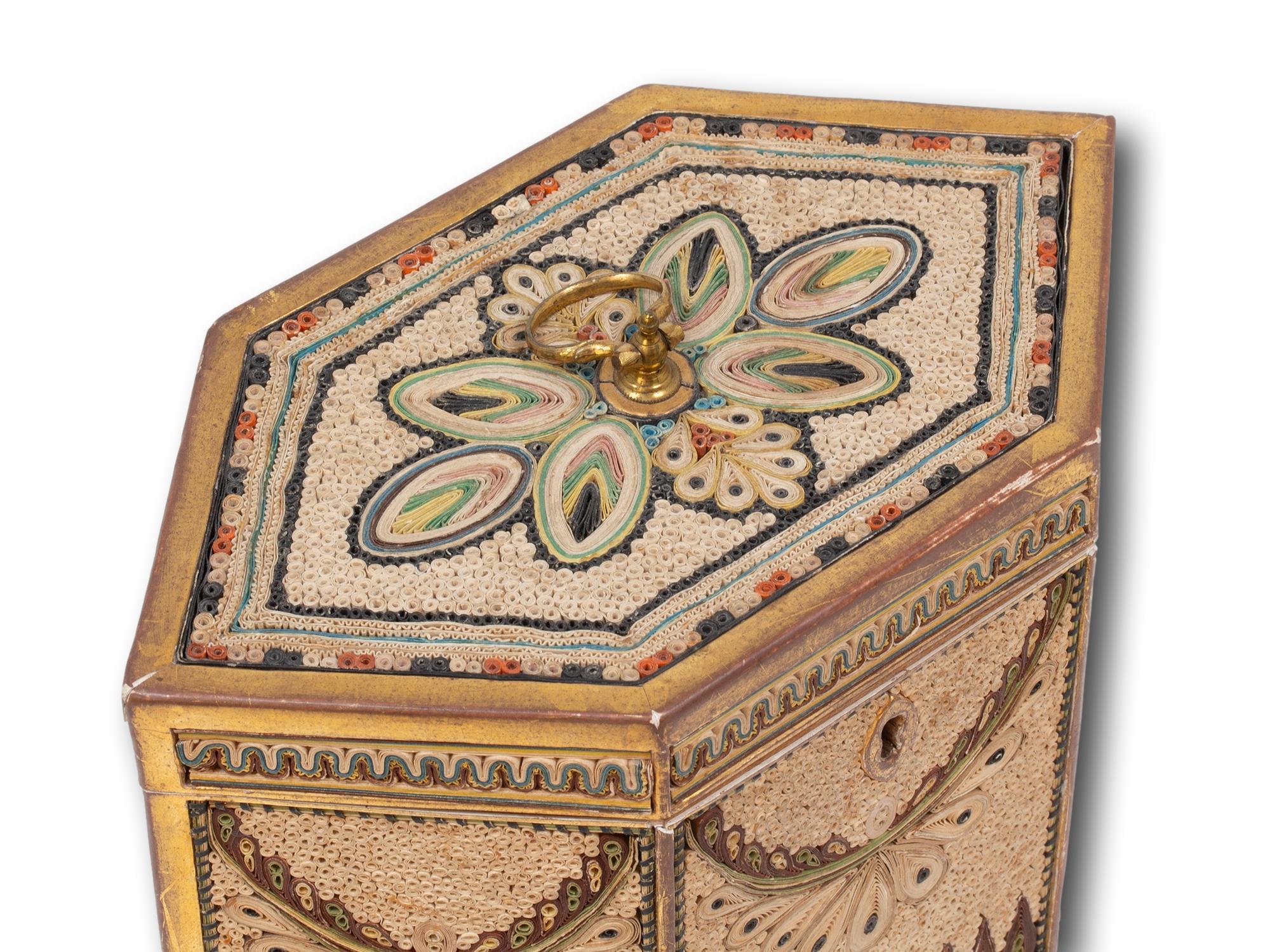 Georgian Antique Original English Paper Scroll Tea Caddy For Sale 3