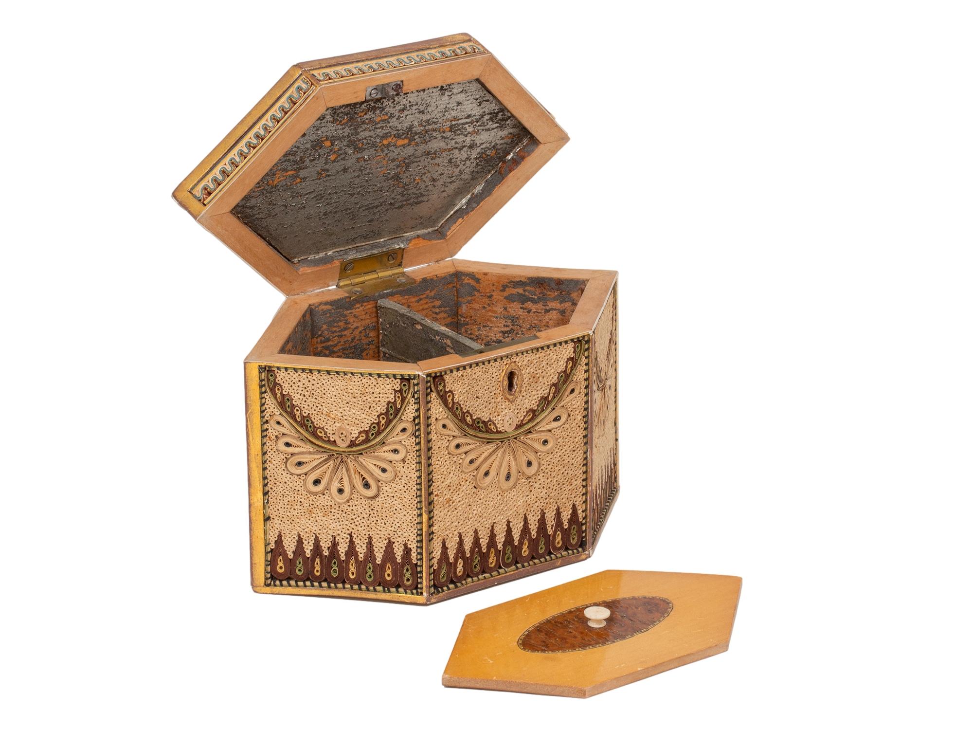 Georgian Antique Original English Paper Scroll Tea Caddy For Sale 6