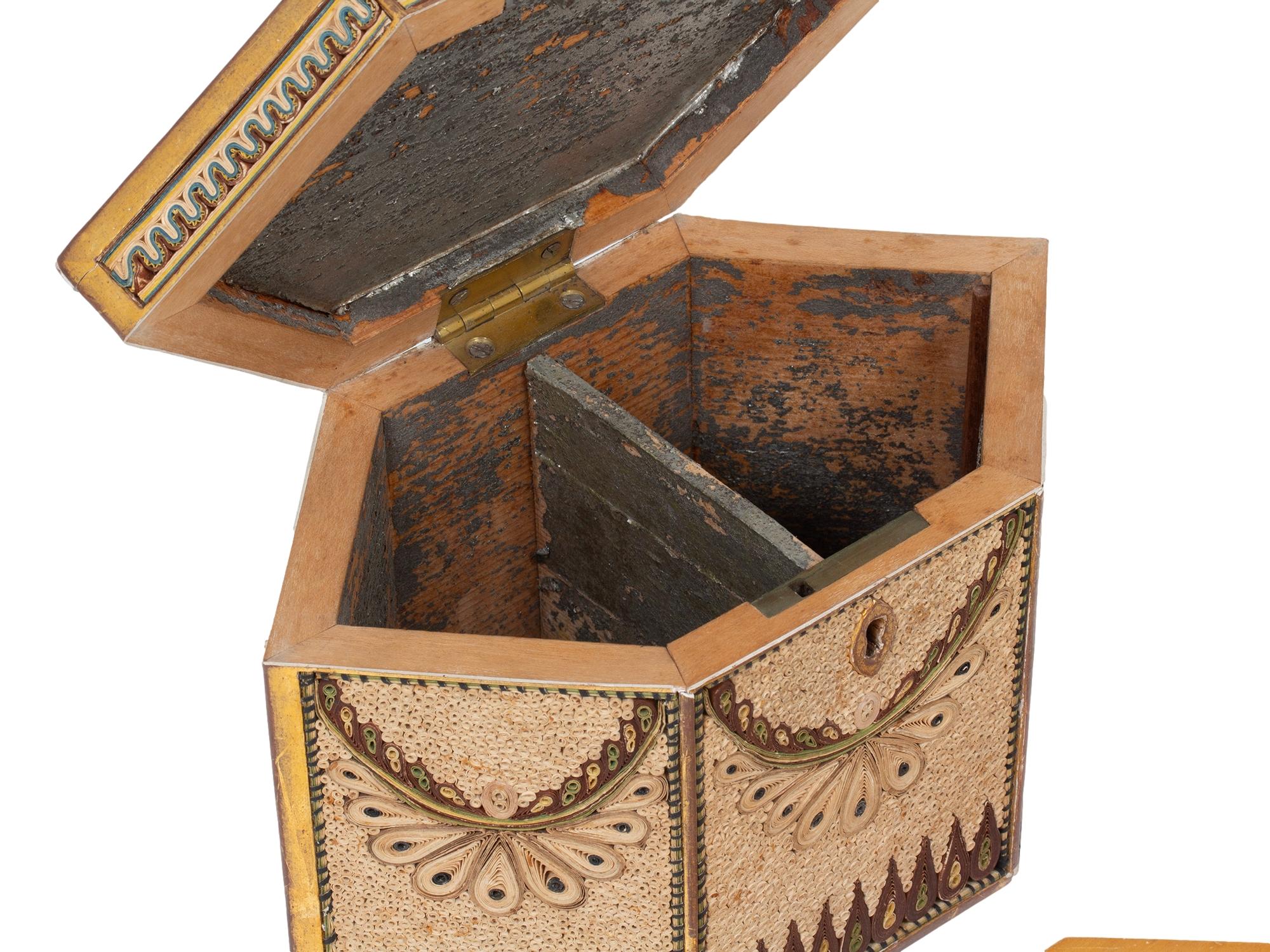 Georgian Antique Original English Paper Scroll Tea Caddy For Sale 7