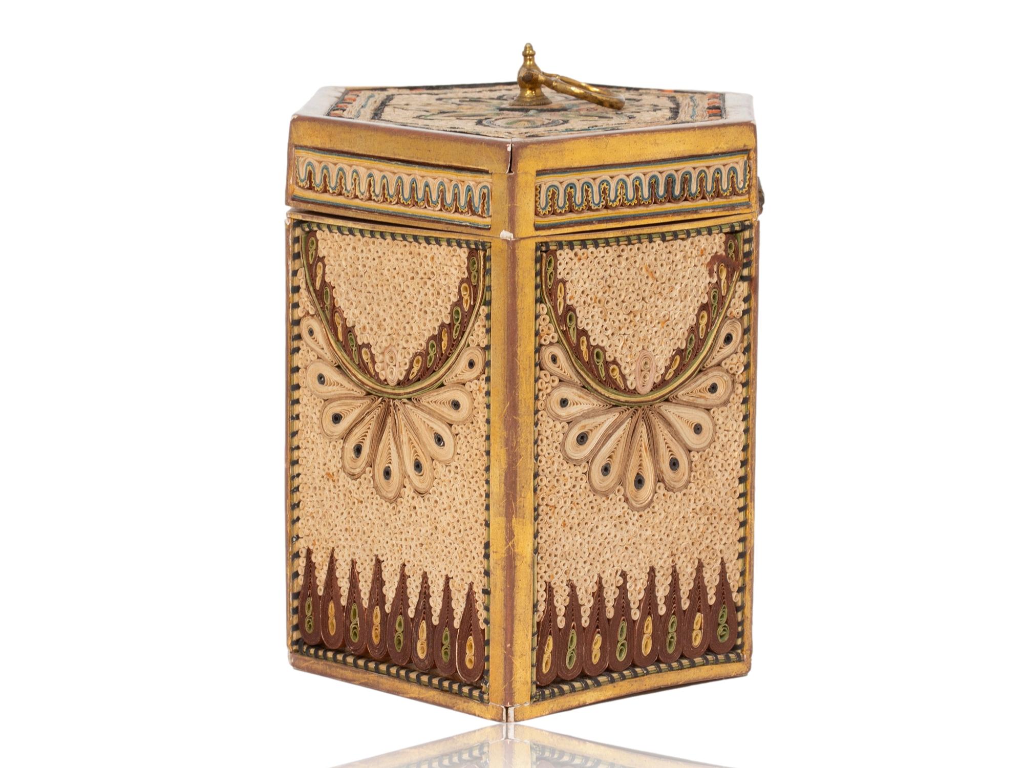 Georgian Antique Original English Paper Scroll Tea Caddy In Good Condition For Sale In Northampton, GB