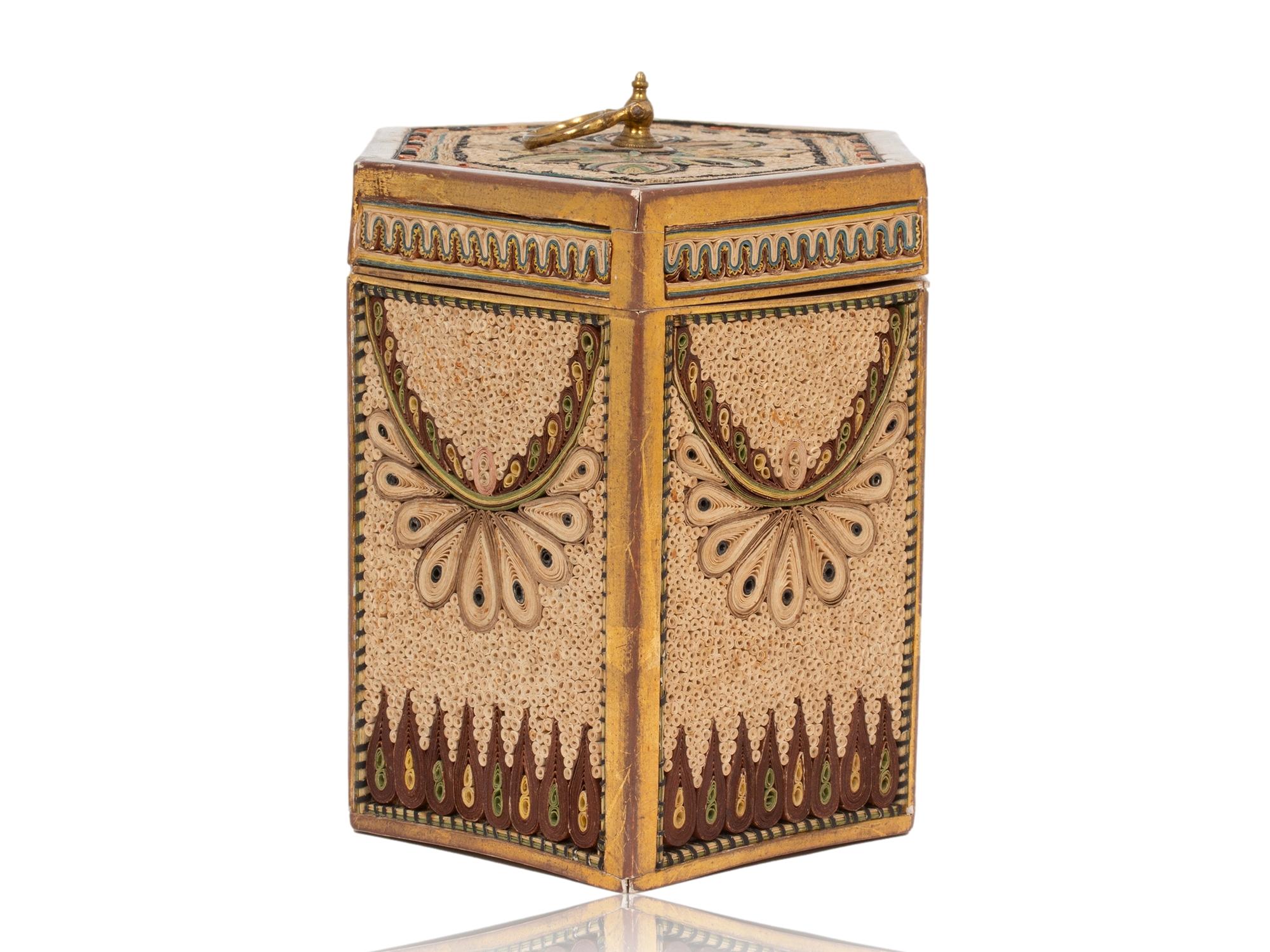 18th Century Georgian Antique Original English Paper Scroll Tea Caddy For Sale