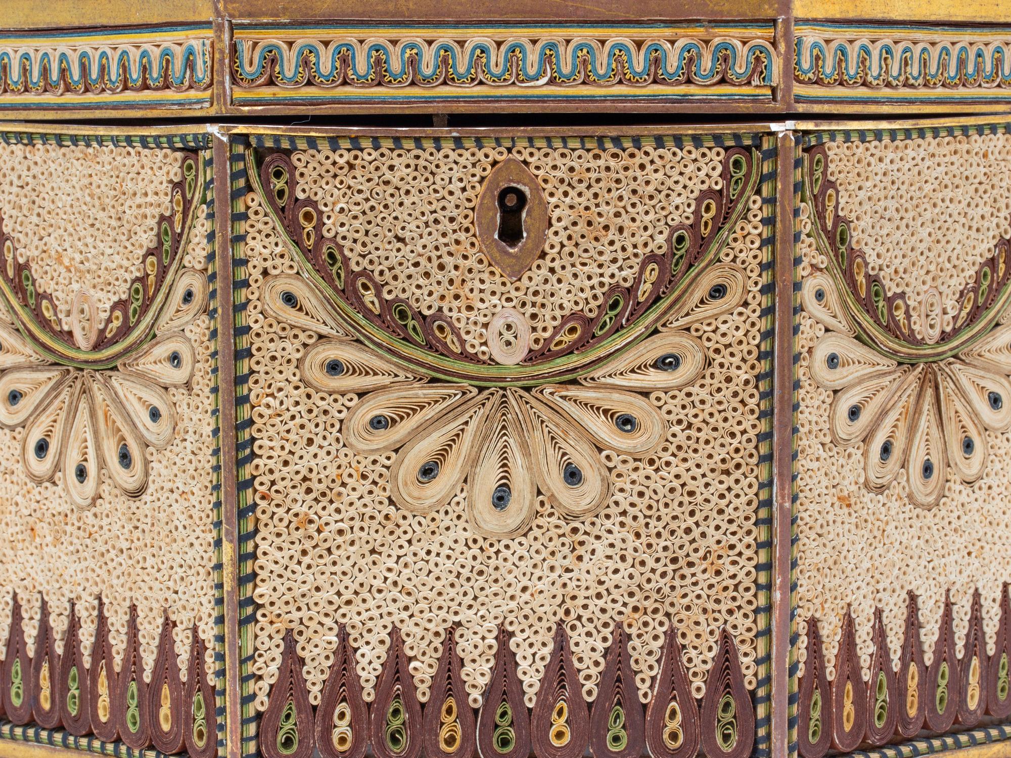 Georgian Antique Original English Paper Scroll Tea Caddy For Sale 1