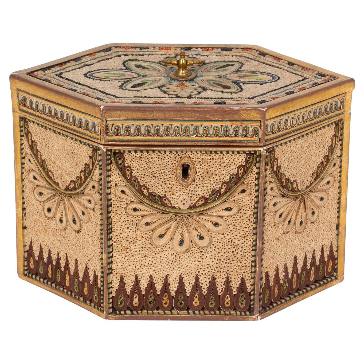 Georgian Antique Original English Paper Scroll Tea Caddy