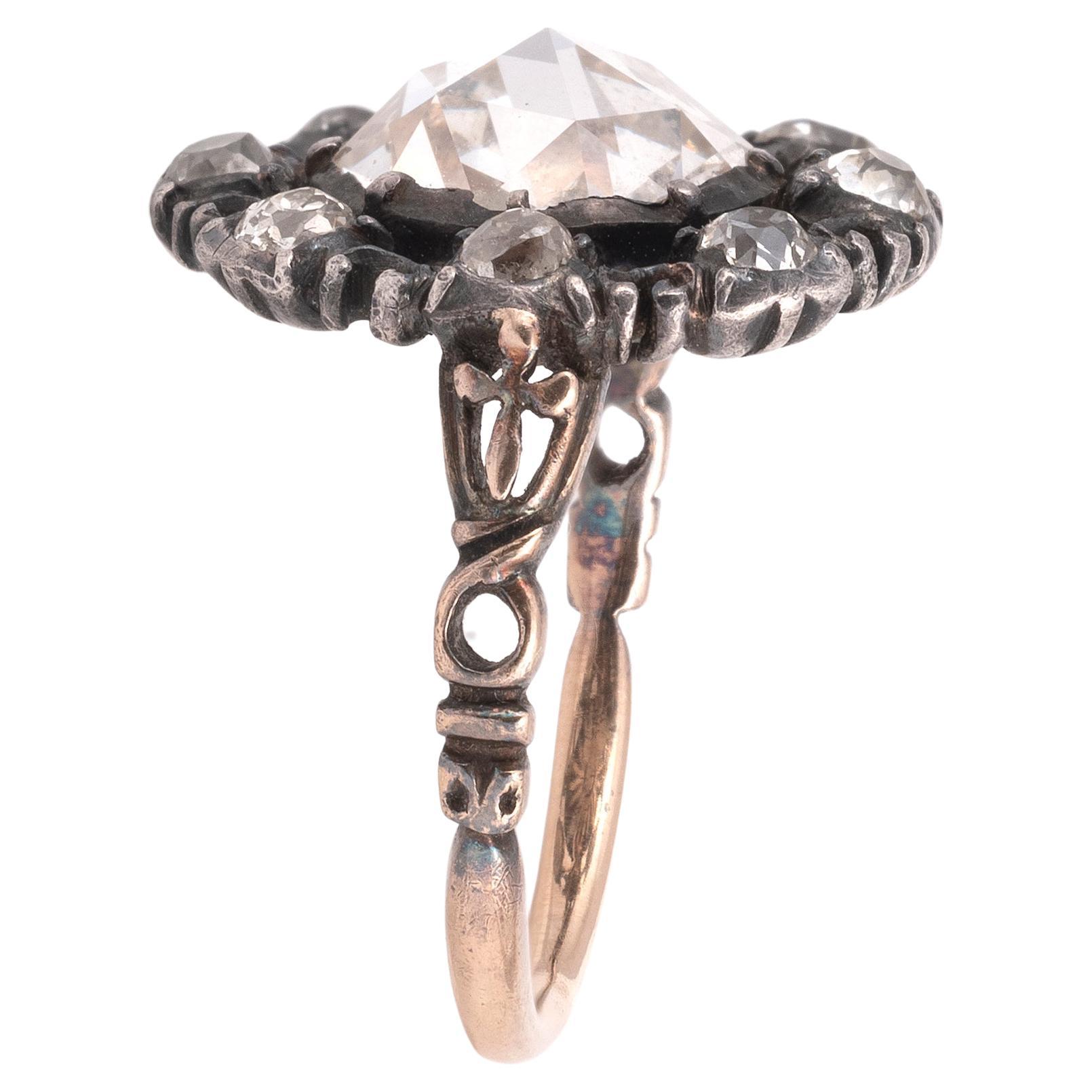 Rose Cut A Georgian Diamond Ring 1760's For Sale