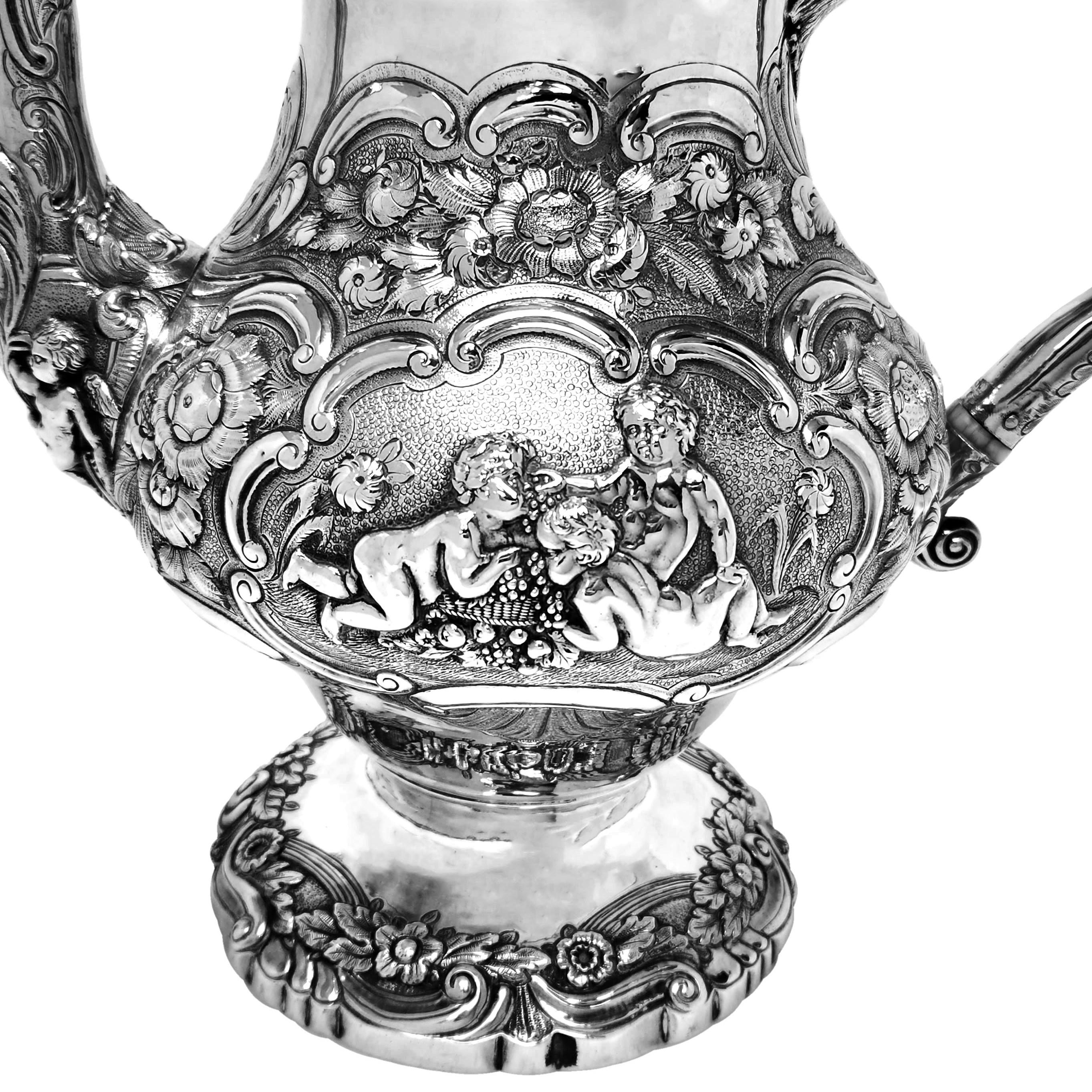 Sterling Silver Georgian Antique Silver 4 Piece Tea & Coffee Set 1824 Teapot Coffee Pot