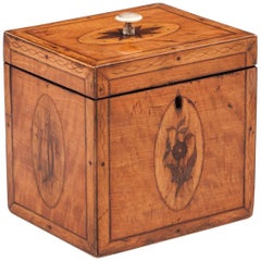 Georgian Used Single Satinwood Tea Caddy, 18th Century