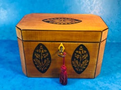 Georgian Applewood Inlaid Tea Caddy