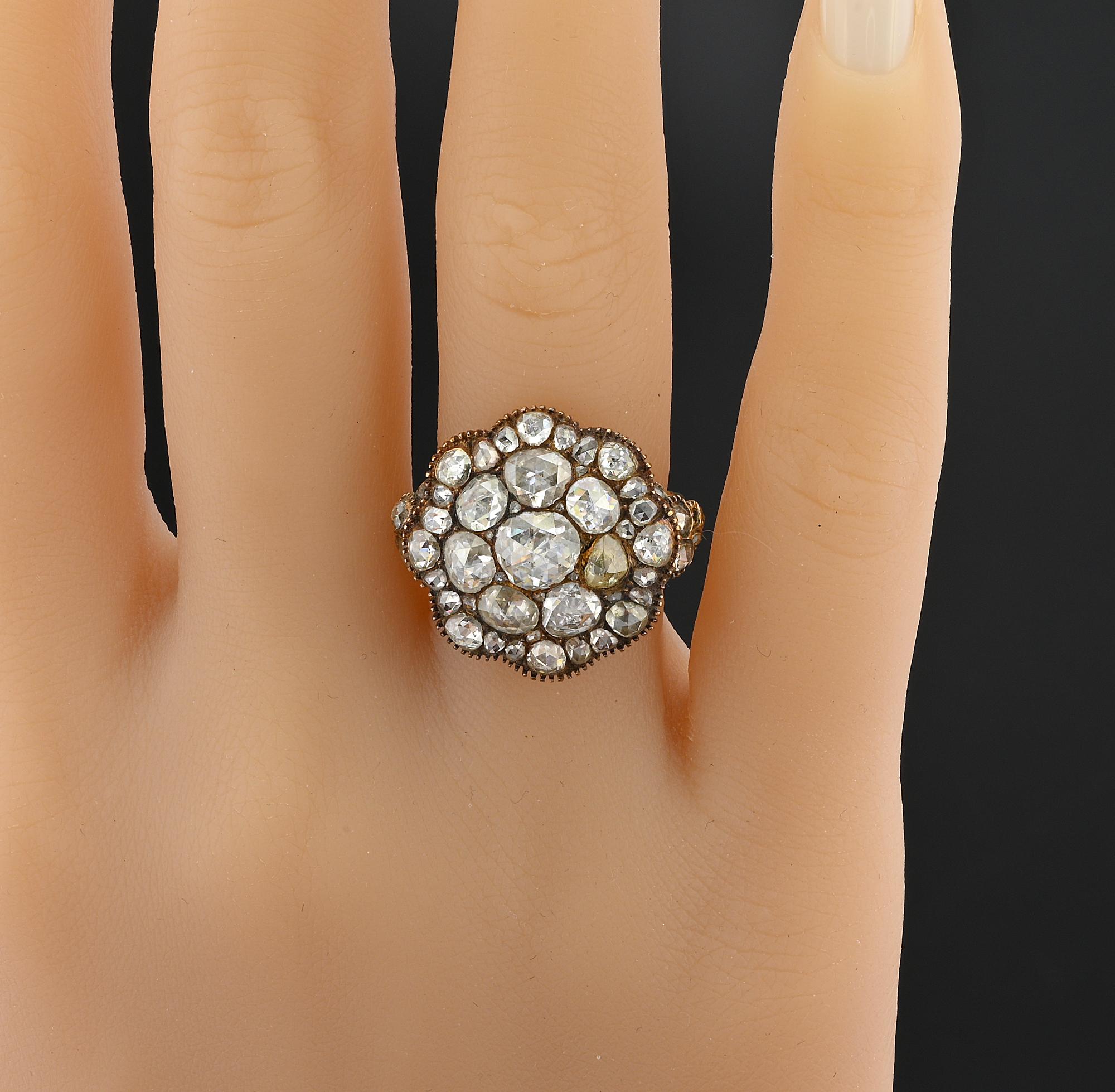 Georgianischer Diamantring mit ca. 4,50 Karat im Rosenschliff im Angebot 6