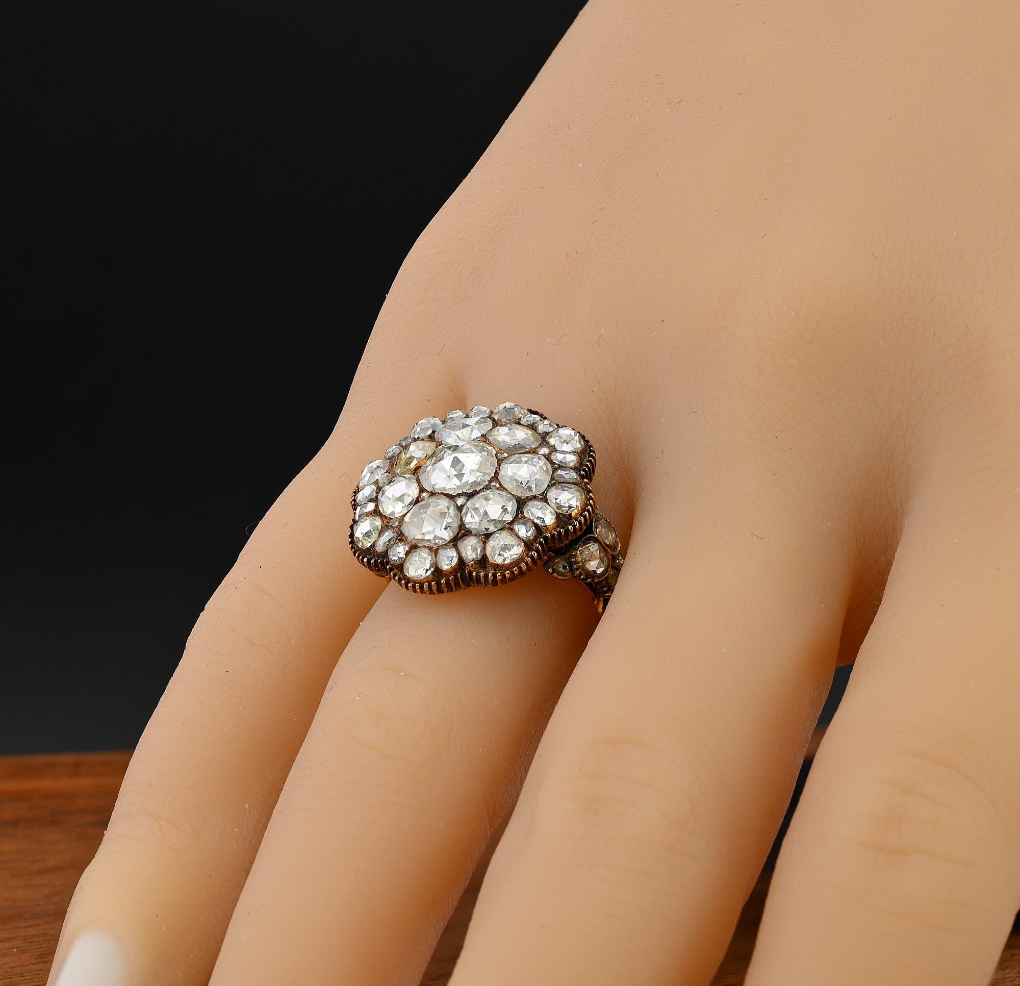 Georgianischer Diamantring mit ca. 4,50 Karat im Rosenschliff im Angebot 7