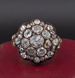 Bague géorgienne en diamants taille rose d'environ 4,50 carats