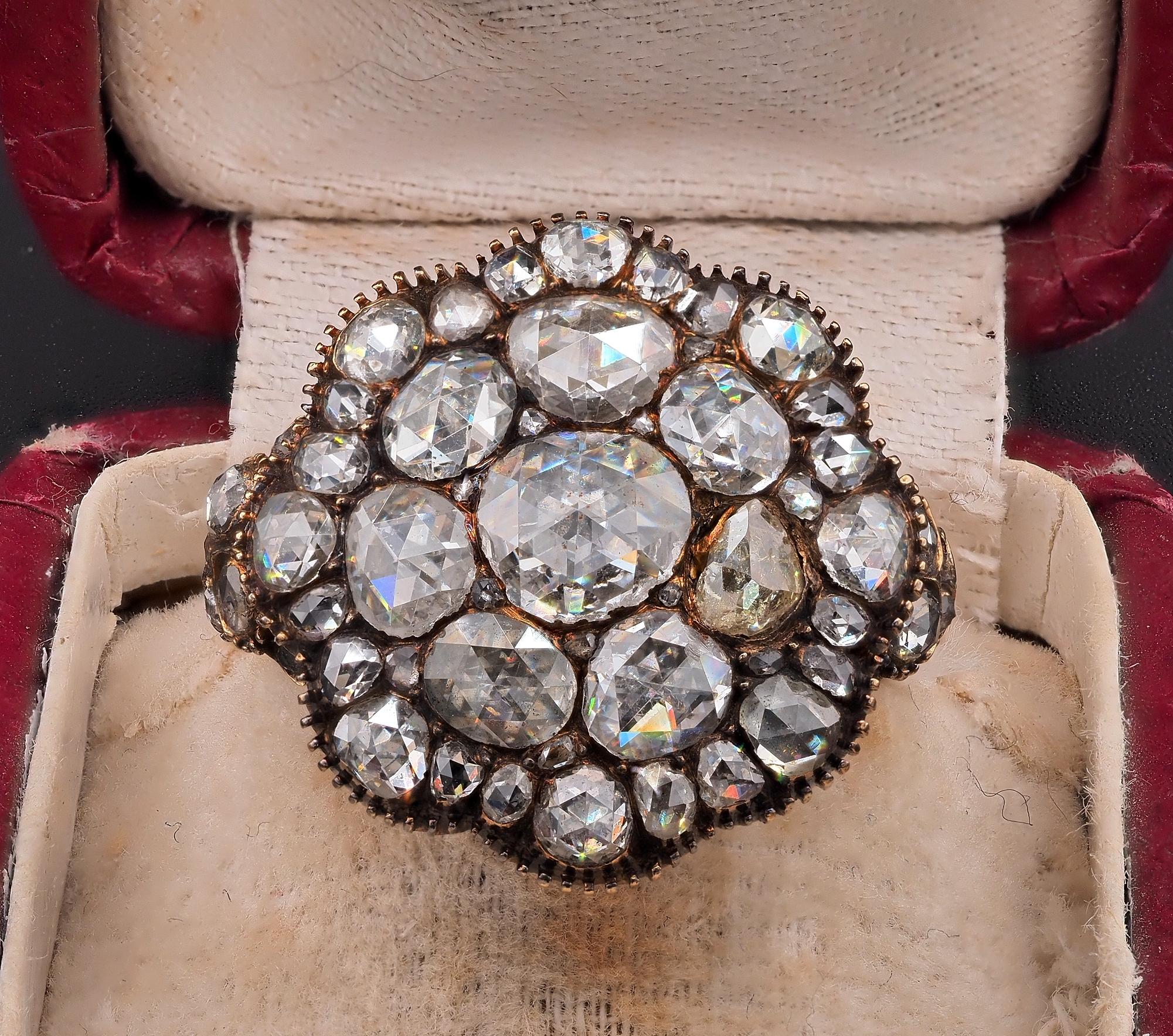 Georgianischer Diamantring mit ca. 4,50 Karat im Rosenschliff Damen im Angebot