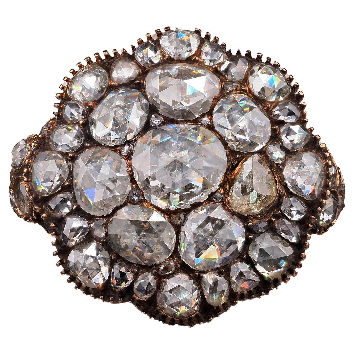 Georgianischer Diamantring mit ca. 4,50 Karat im Rosenschliff im Angebot