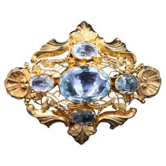 Georgian Aquamarine Set Brooch Circa 1830's