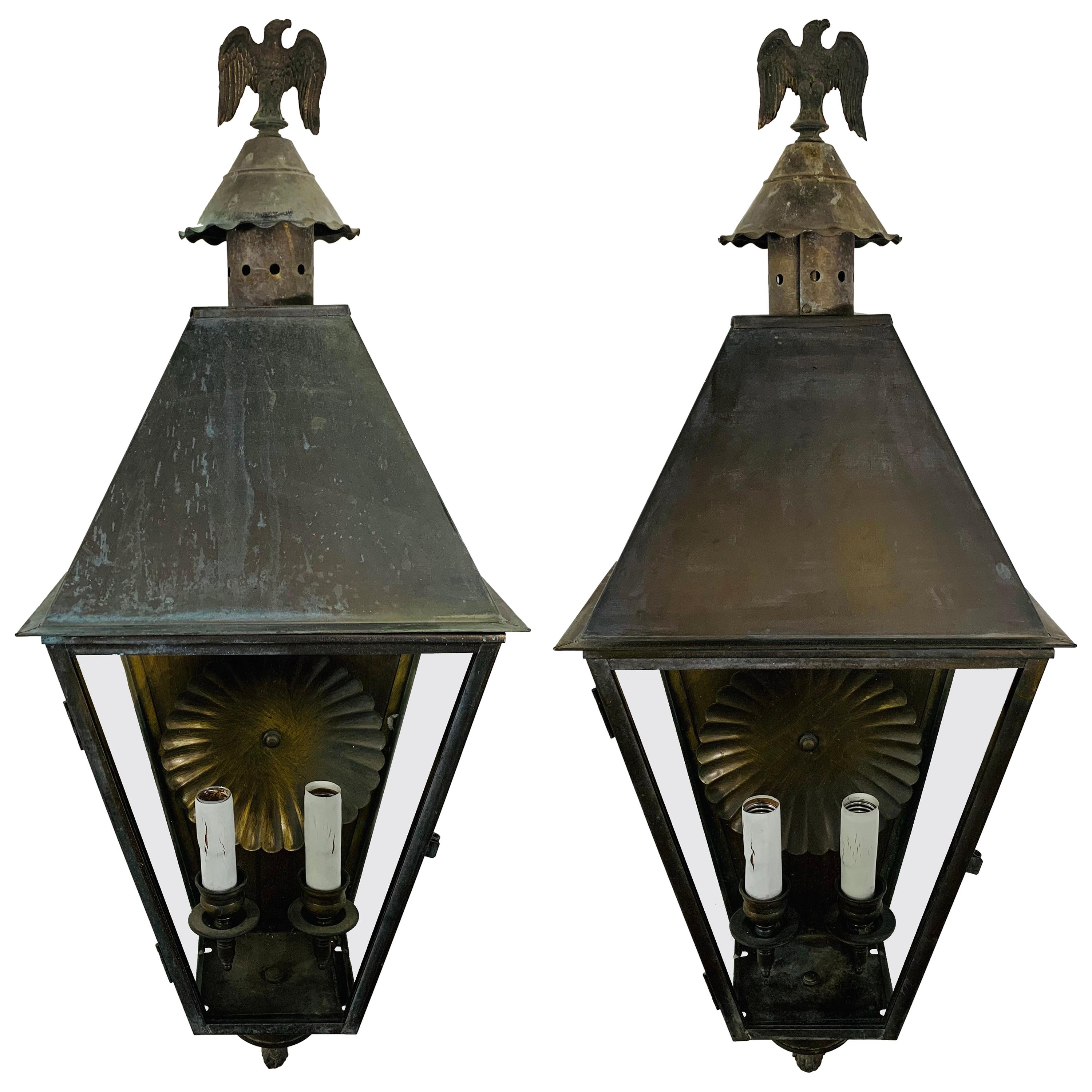 1970's Georgian Art Lighting Wall Lanterns or Sconces, a Pair