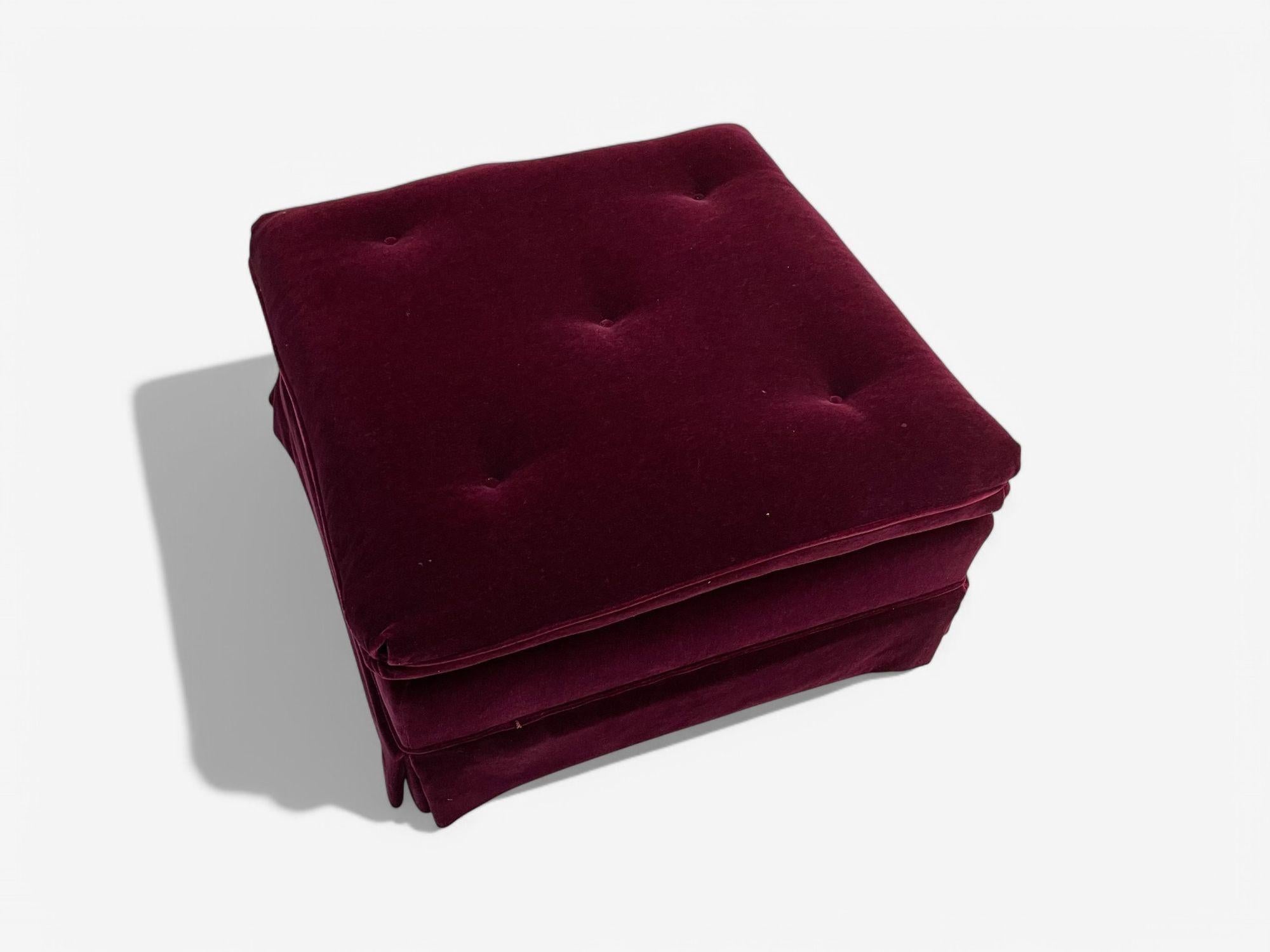 Georgian, Aubergine Mohair, Stained Wood, Wingback Chair, England, 1970s For Sale 5