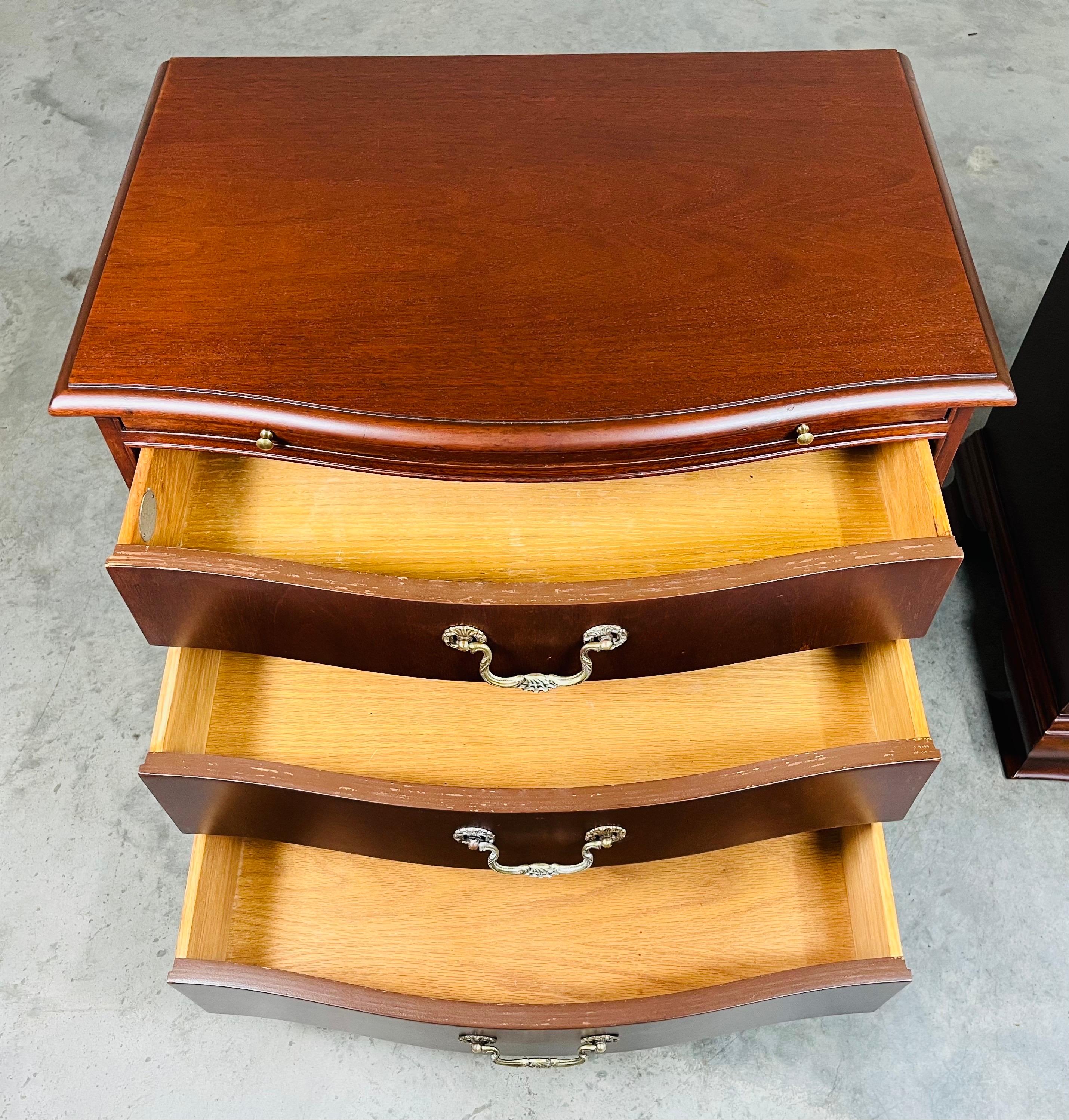 20th Century Chippendale Baker Furniture Mahogany & Brass Night-Stands