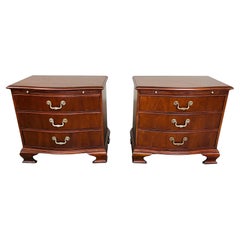 Chippendale Baker Furniture Mahogany & Brass Night-Stands